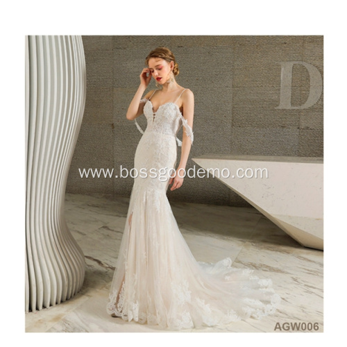 Wholesale New Style Lace Sequined Vestido De Novia wedding dress mermaids off shoulder